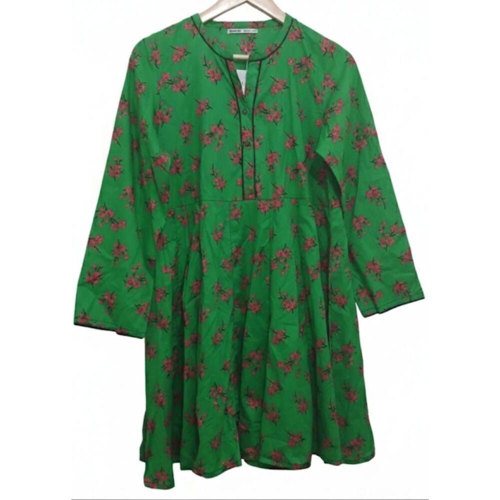 Generation basic womens large shift dress kelly  green pink flare sping summer